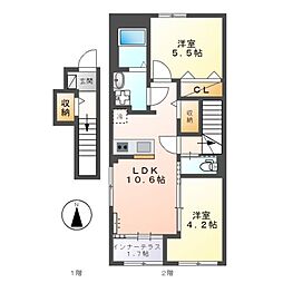 宮前区平5丁目新築アパート(仮 2LDKの間取図画像