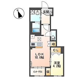 グランプラム本町（ＧｒａｎＰｌｕｍ本町） 1階1LDKの間取り