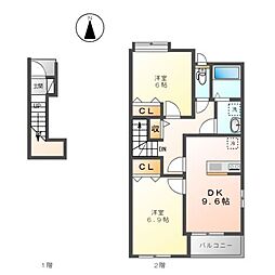 タンドル 2DKの間取図画像