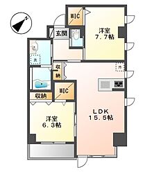 ヴェール・クレール 2LDKの間取図画像