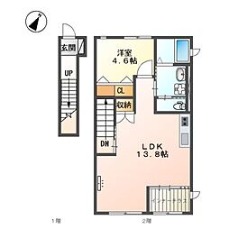 Ｆ・ガーデンIII 2階1LDKの間取り