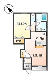 リバーサイドガーデン2 1LDKの間取図画像