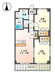 プラザ・シフォレ2 2LDKの間取図画像