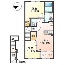 御殿場市東田中アパート 2LDKの間取図画像