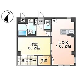 神戸市灘区水道筋 マンション新築工事 1LDKの間取図画像
