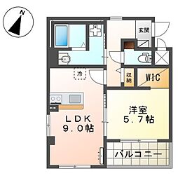 神戸市灘区水道筋 マンション新築工事 1LDKの間取図画像