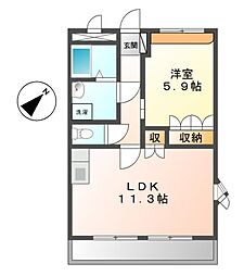 シャイン・アシューレ2 1LDKの間取図画像