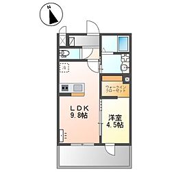 野口町長砂新築アパート 1LDKの間取図画像