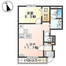 ラ・フレーズ田寺 1LDKの間取図画像