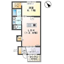 グランリヴィエールII 1階1LDKの間取り