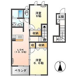 美和2 2LDKの間取図画像