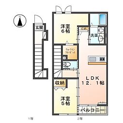ルピナスA 2LDKの間取図画像