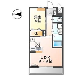 オリーブ 1階1LDKの間取り