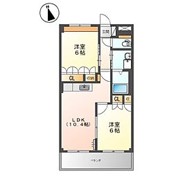 ランドマーク曙弐番館 2LDKの間取図画像