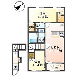 ミモザ 2LDKの間取図画像