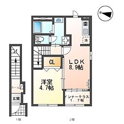 仮)スターテラスII日吉台 1LDKの間取図画像
