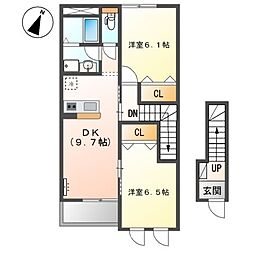 スカイム 2DKの間取図画像