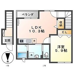 グリーンハイツフジタ 1LDKの間取図画像