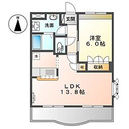 ディア・ベルジュ2 1LDKの間取図画像