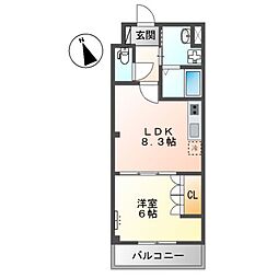 Au Soleil（オーソレイユ） 2階1LDKの間取り