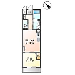ル・ヴァン・リブレ 1LDKの間取図画像