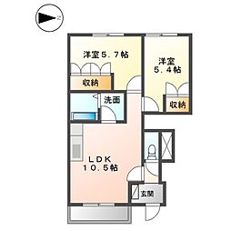 グリーン・キャッスル2 2LDKの間取図画像
