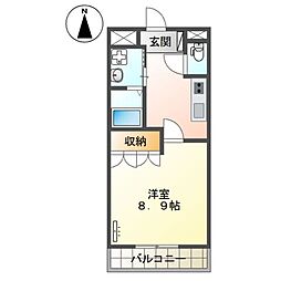 プレジール 1Kの間取図画像