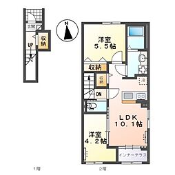 宗像市田久6丁目アパート 2LDKの間取図画像