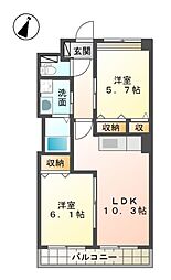 セントフィールド 2LDKの間取図画像