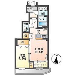 アリエT 1LDKの間取図画像