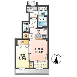 アリエT 1LDKの間取図画像