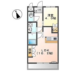 アジャート2 1LDKの間取図画像