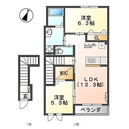 プチ・リジェール 2LDKの間取図画像