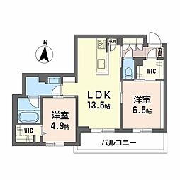 レーベンエイトII 2LDKの間取図画像