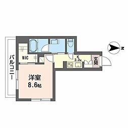 ウエストハイツ 1Kの間取図画像