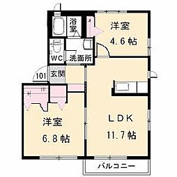 ラパルテール津島京町伍番館 2LDKの間取図画像
