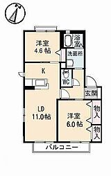 バリュージュ1 2LDKの間取図画像