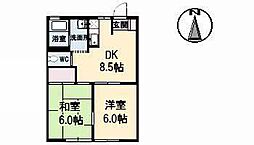 ヴィレッジ高島A 2DKの間取図画像