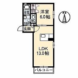ラ・ヴィータ平井弐番館 1LDKの間取図画像
