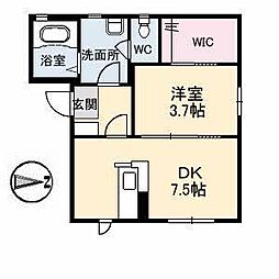 さっちゃん 1DKの間取図画像