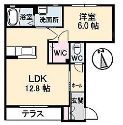 ヴィラージュ参番館 1LDKの間取図画像