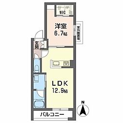 天神山パークメゾン 1LDKの間取図画像