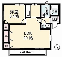 フレグランス大島A 1LDKの間取図画像