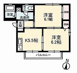 サンライズフジA 2Kの間取図画像