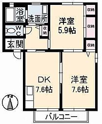メゾンひまわりA 2DKの間取図画像