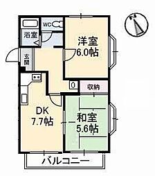 長井コーポ 2DKの間取図画像