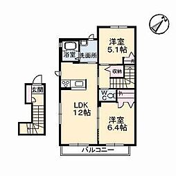 ボヌール 2LDKの間取図画像