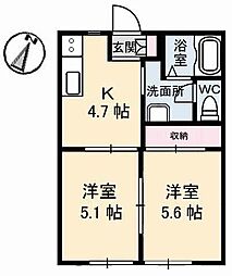 フレグランス寿A 2Kの間取図画像