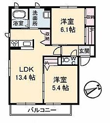プロスペリーテC 2LDKの間取図画像