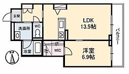シャイン 1LDKの間取図画像